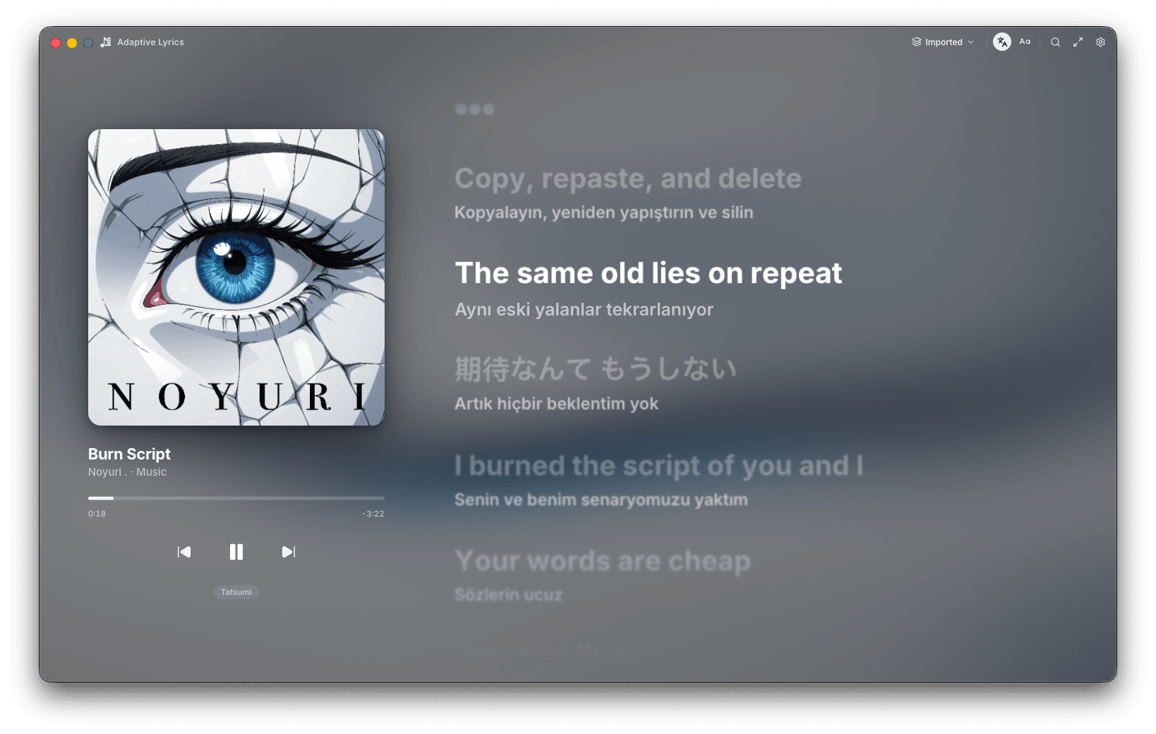 Adaptive Lyrics preview