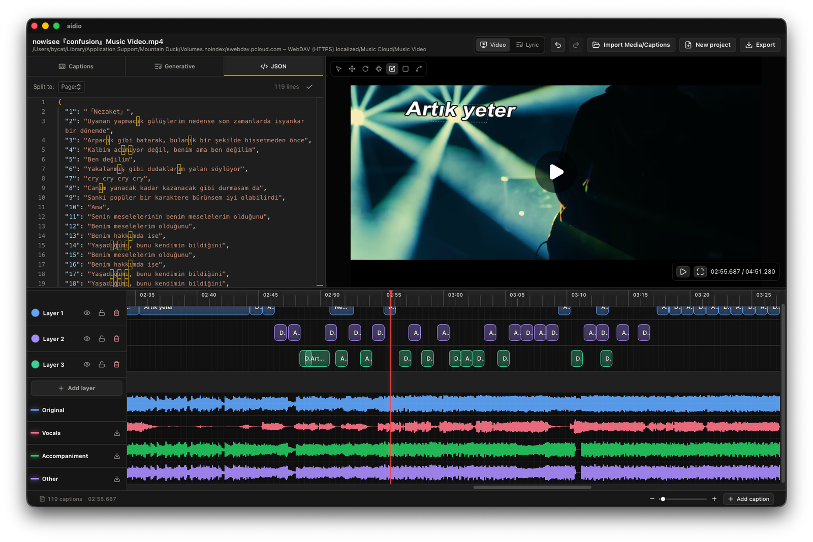 Aidio canvas resize tool scaling a caption.