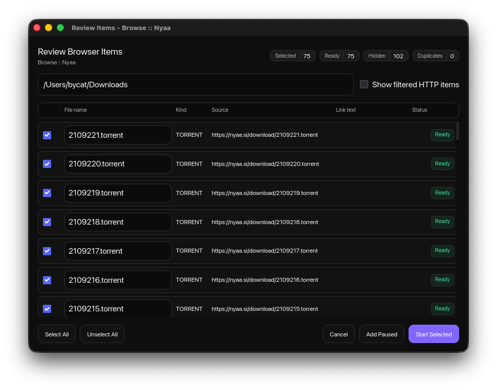 Purin batch review window.